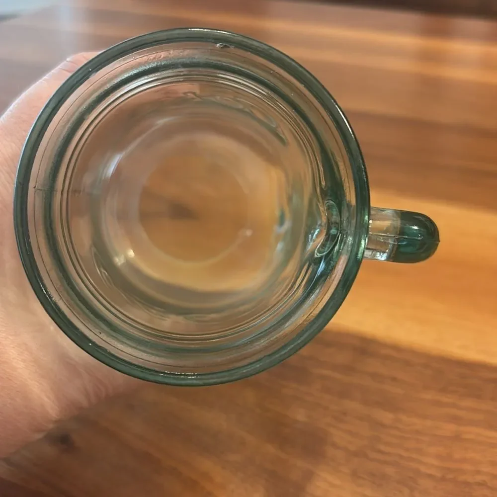 Vintage Coca Cola Coke Green Heavy Glass Mug w/ Handle Indiana Glass Made in USA
